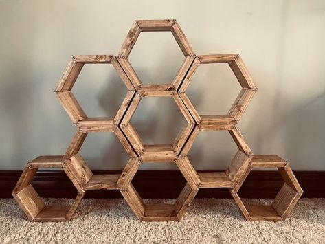 Tabletop Plant Stand, Cookie Display Stand, Honeycomb Shelf, Hexagon Decor, Tier Cupcake Stand, Rustic Cupcake Stands, Bee Party Favors, Wedding Cupcake Display, Wood Table Decor