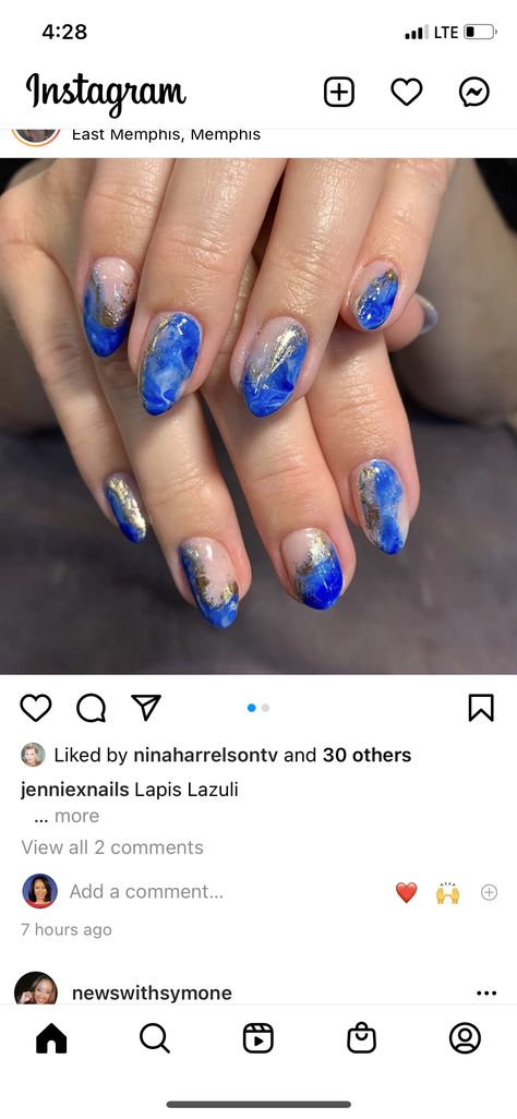 Lapis Lazuli Nails, Lapis Nails, Football Nail Designs, Football Nails, Get Nails, Nails Nails, Nail Design, Lapis Lazuli, Design Ideas