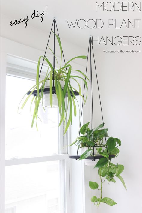 Modern Hanging Planter DIY Project - welcome to the woods Hanging Planter Diy, Hang Plants From Ceiling, Modern Hanging Planter, Hanging Plant Ideas, Hanging Planters Outdoor, Hanging Plants Outdoor, Door Making, Banquette Bench, Diy Hanging Planter