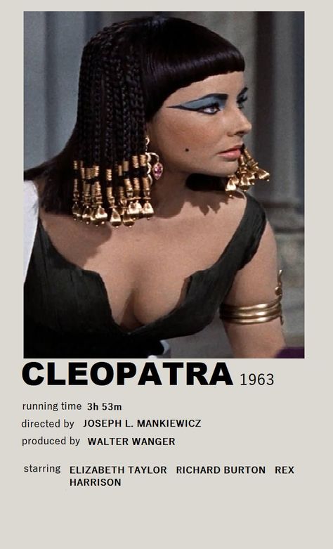 Cleopatra Poster, Cleopatra Movie, Movie Polaroids, Hospital Flowers, Cleopatra 1963, English Poems, Romcom Movies, Movie Collage, Film Recommendations