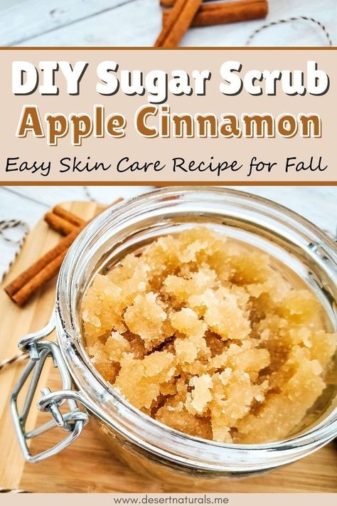 This Apple Cinnamon easy DIY sugar scrub recipe is perfect for fall skin care. Learn how to make sugar scrub at home with just a few basic ingredients. This homemade sugar scrub is perfect for exfoliating and leaving your skin feeling smooth and refreshed. DIY body scrub recipes are easy to make & this sugar body scrub DIY is a must-try with essential oils for scent. Discover the benefits of homemade scrubs and treat yourself to natural skin care with this easy DIY body scrub. Diy Fall Sugar Scrub Recipe, Homemade Body Scrub Exfoliate, Home Made Body Scrub Recipe, Fall Sugar Scrub, Make Sugar Scrub, Sugar Body Scrub Diy, Easy Diy Body Scrub, Body Scrub Recipes, Scrub At Home