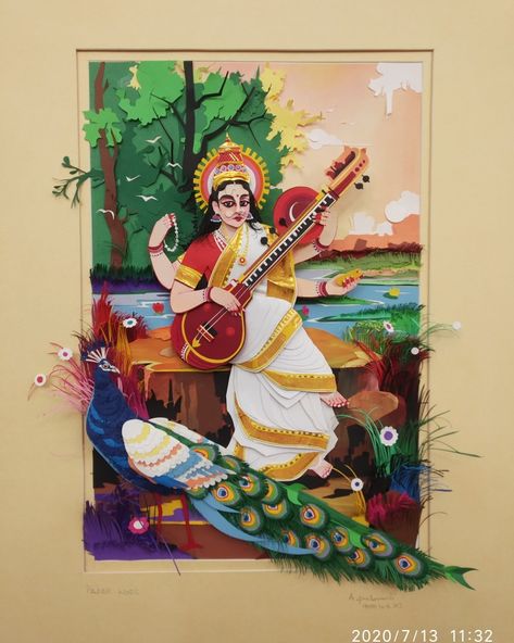 #saraswati Devi paper craft
#goddess Saraswati Devi paper craft work
#paper craft works
#women paper craft School Annual Function Decoration Ideas, Paper Stop Motion, Handmade File, Layered Painting, File Decoration Ideas, Diy Paper Flowers, Saraswati Devi, Boho Art Drawings, Paper Cutout Art