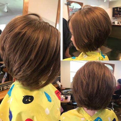 Kids' Layered Bob Hairstyle Kids Bob Haircut, Bob Haircut For Girls, Layered Bob Haircuts, Girls Short Haircuts, Stacked Bob Haircut, Cute Haircuts, Girl Haircut, Layered Bob Hairstyles, Kids Hair Cuts