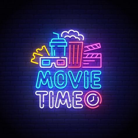 Cinema neon sign | Premium Vector #Freepik #vector #logo #icon #light #cinema Movie App, Neon Words, Gym Logo, Neon Logo, Movie Time, Graphic Design Agency, Neon Fashion, Neon Design, Neon Aesthetic