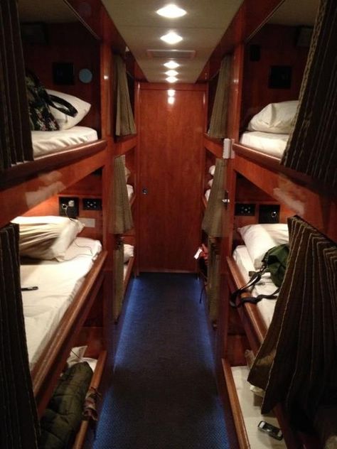 This a photo from Steven Curtis Chapman's fb page of the inside of his touring bus... This is what the bed area should look like on a camper. How cool? Tour Bus Interior, Vintage Motorhome, Bus Ideas, Converted Bus, Bus Interior, Bus Living, Chartered Bus, School Bus Conversion, Bus House