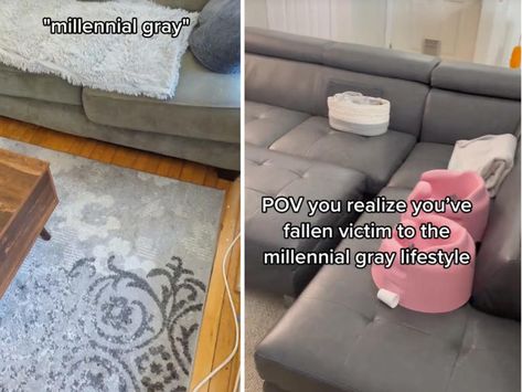 In one video bashing the color style, a man announced that millennial gray is "finally being recognized as the cold, dreary color it's always been. Millennial Gray, Millennial Grey, Generational Differences, Fancy Coffee, Womens Conference, Tuscan Inspired, Monochromatic Color Scheme, Grey Color Scheme, First Video