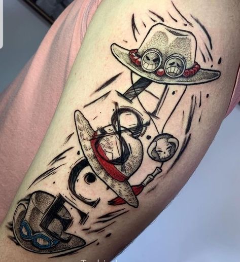 Damru Tattoo Design, Damru Tattoo, Ace Tattoo One Piece, Tato Flash, Ace Tattoo, Compass Tattoo Design, One Piece Tattoos, Clever Tattoos, Pieces Tattoo