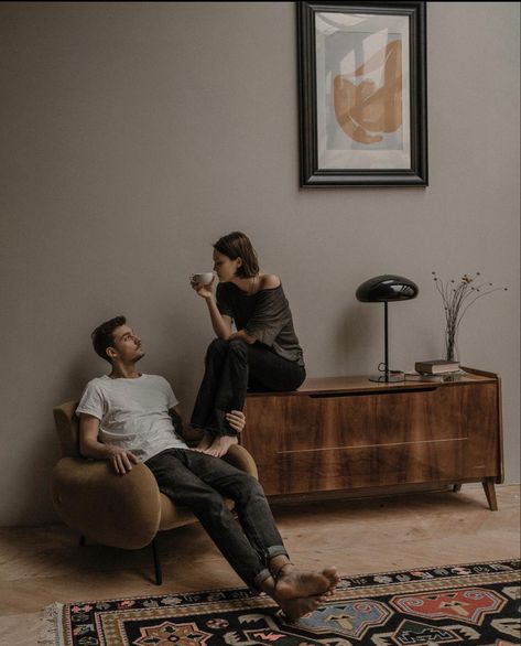 Couple Chilling At Home, Room Photoshoot, Assignment Ideas, Pre Wedding Photoshoot Outfit, Home Photo Shoots, Couples Shoot, Mens Loungewear, Couple Photo, Pre Wedding Photoshoot