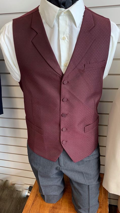 Prom Vest For Guys, Burgundy Vest Groomsmen, Quince Planning, Red Waistcoat, Burgundy Vest, Wedding Vest, Employee Uniform, Men's Wedding Outfit, Rustic Inspiration