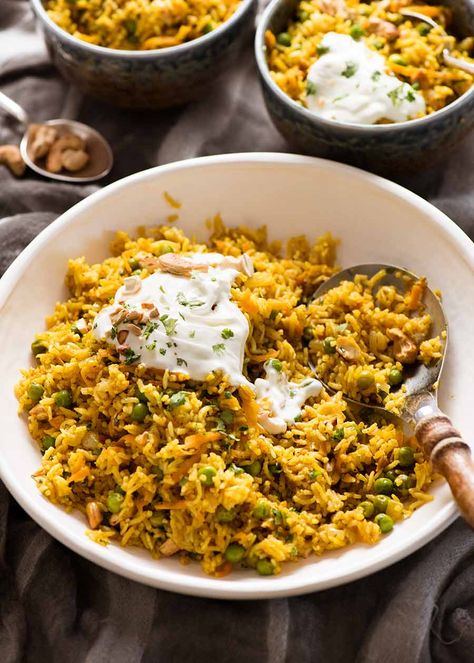 Curried Rice made with Basmati Rice in a white bowl being served Recipe Tin Eats Vegetarian, Indian Curry Rice, Curried Rice Recipes, Middle Eastern Basmati Rice Recipes, Rice Curry Recipes, Recipe Tin Eats Recipes, Flavored Rice Recipes, Curried Rice Salad, Recipe Tin Eats