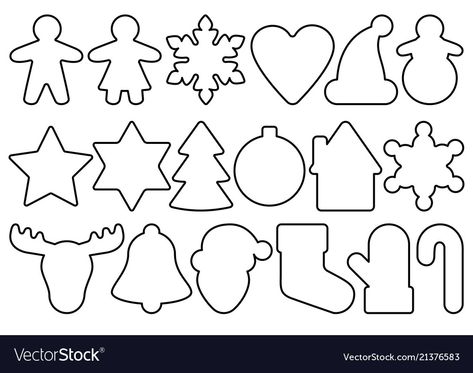 Christmas Cookies Shapes, Christmas Cookie Shapes, Christmas Outlines Templates, Gingerbread Outline, Christmas Shapes Templates, Gingerbread Shapes, Cookie Template, Ginger Cookies Christmas, Christmas Shapes