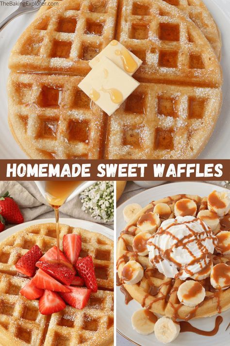 Sweet Waffle Recipe Desserts, Sweet Belgian Waffle Recipe, Sweet Waffles Recipe, American Waffles Recipe, Sweet Cream Waffles, Vanilla Waffle Recipe, Roscoes Waffle Recipe, Sweet Waffle Recipe, Waffle Recipe Uk