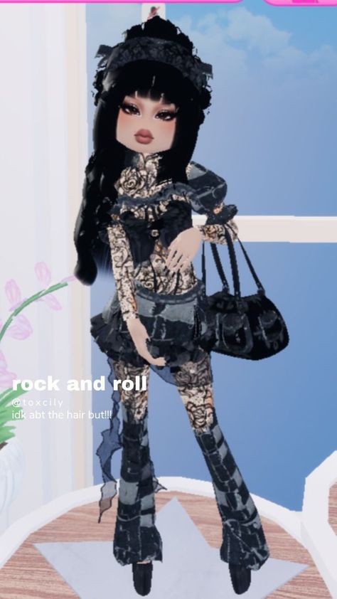 Dress To Impress Outfits Roblox Game Rock And Roll Theme, Dress To Impress Roblox Rock And Roll, Rock And Roll Outfits Dress To Impress, Rockstar Dti Outfit, Dti Roblox Glamour, Dress To Impress Rock And Roll, Rockstar Dress To Impress, Time Traveler Outfit, Rock And Roll Outfits