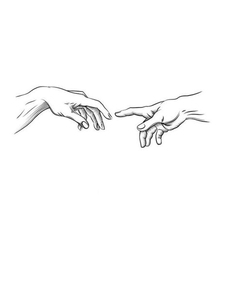 Angle Hands Touching Tattoo, 2 Hands Touching Tattoo, Tattoo Ideas Hands Touching, 2 Fingers Touching Tattoo, Andiamo Tattoo, Michelangelo Tattoo Hands, Hand Of David Tattoo, Hands Reaching For Each Other Tattoo, Finger Touching Drawing