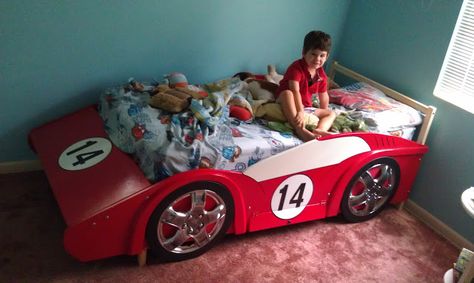 Race Car bed build it yourself: Race Car Bed - MAKE IT or BUILD IT Yourself - Race... Car Bed Frame, Race Car Bedroom, Toddler Car Bed, Cars Bedroom Decor, Kids Car Bed, Race Car Bed, Bed Frame Plans, Loft Bed Frame, Toddler Car