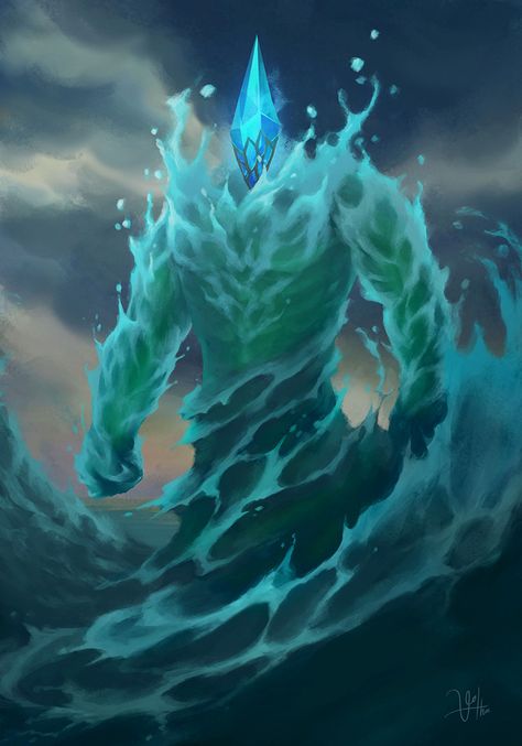 Water Monster Art, Water Golem, God Of Water, Water Monster, Water Elemental, Water Magic, Water God, Heroic Fantasy, Fantasy Beasts