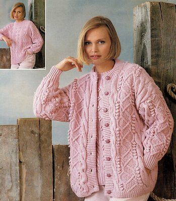 Free Aran Knitting Patterns, Aran Sweaters, Ladies Knitting Patterns, Knitted Bunny, Aran Knitting Patterns, Aran Cardigan, Round Neck Cardigan, Knitting Dolls Clothes, Jumper Knitting Pattern