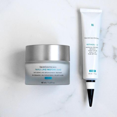 SkinCeuticals on Instagram: “Looking to ease a topical #retinoid into your #skincare routine? Triple Lipid Restore 2:4:2 has been proven to help the skin's retinol…” Skin Cycling Retinol, Skinceuticals C E Ferulic, Skinceuticals Phloretin Cf, Skinceuticals Triple Lipid Restore, Skinceuticals Moisturizer, Night Creams, Retinol, Skincare Products, Toothpaste