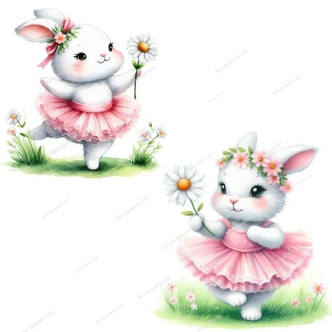 Watercolor Ballerina, Rabbit Png, Bunny Clipart, Baby Rabbit, Png Floral, Tutu Dress, Etsy Australia, Cute Art, Art Images