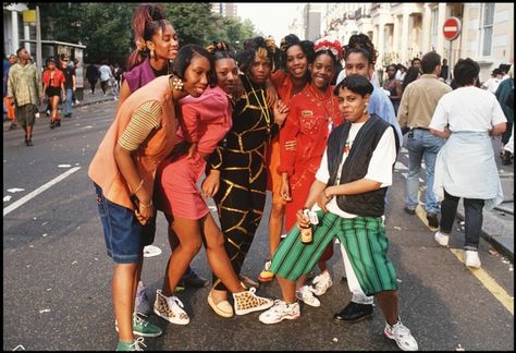 Girls at Notting Hill Carnival, Notting Hill Carnival, Notting Hill, London, UK (August 1997) 90s Uk, Caribbean Fashion, Notting Hill Carnival, Notting Hill London, 90s Hip Hop Fashion, Vintage Black Glamour, Notting Hill, African Culture, The 70s