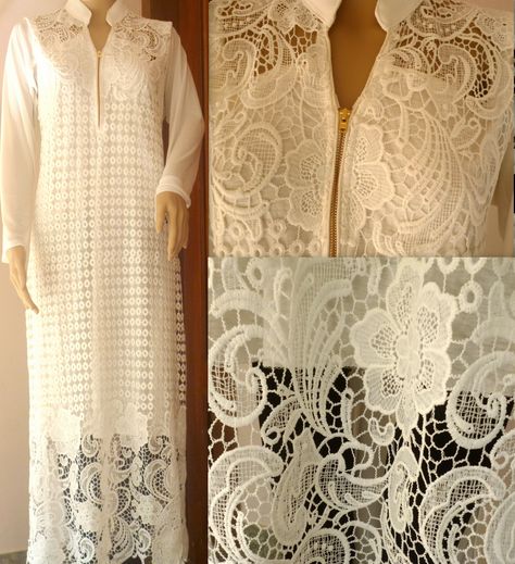 Long White Kurti, Bridal Clothes, White Kurti, Kurti Neck, Kurti Neck Designs, Embroidery Neck Designs, Party Wear Indian Dresses, Mehndi Designs For Hands, Abayas Fashion