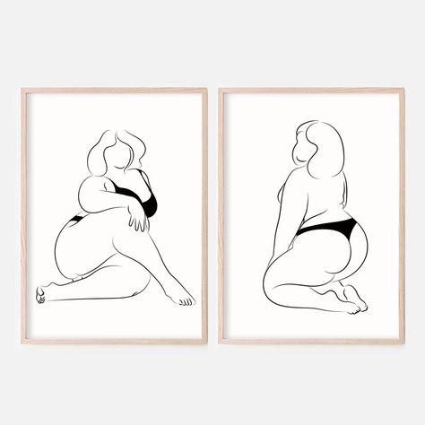 Female Body Line Art, Body Positive Art, Line Art Female, Woman Line Drawing, Body Line Art, Line Art Woman, Body Positivity Art, Plus Size Art, Fat Art