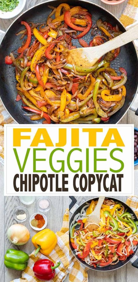 Fajita Veggies Chipotle, Fajitas Recipe Vegetarian, Fajita Recipe Vegan, Crockpot Fajita Vegetables, Veggie Fajitas Skillet, Veggies For Tacos, Veg Fajitas Vegetarian Recipes, Mexican Sauteed Vegetables, Mexican Style Veggies