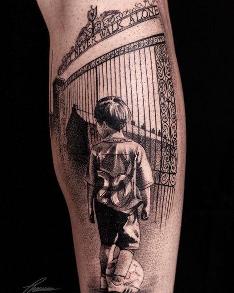 Liverpool Tattoo Sleeve, Liverpool Tattoo Ideas For Men, Lfc Tattoo Ideas, Sport Tattoos For Men, Liverpool Tattoo Design, Liverpool Fc Tattoo Ideas, Football Tattoo Ideas For Men Leg, Liverpool Tattoo Ideas, Tattoo Football