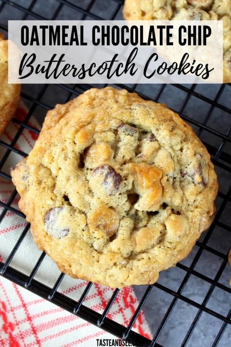 Oatmeal Butterscotch Chip Cookies, Chocolate Chip Butterscotch Cookies, Butterscotch Cookies Recipes, Butterscotch Chip, Oatmeal Butterscotch, Butterscotch Chip Cookies, Oatmeal Butterscotch Cookies, Oats Chocolate, Butterscotch Cookies