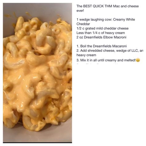 THM Mac & Cheese w/ Dreamfields Pasta (S) Thm Mac And Cheese, Thm Dinner, Trim Healthy Recipes, Trim Healthy Mama Plan, Easy Mac And Cheese, Trim Healthy Momma, Trim Healthy Mama Recipes, Oat Fiber, Mama Recipe