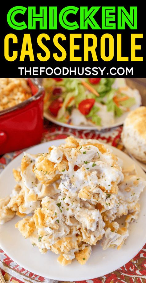 Chicken Casserole - this recipe only has 5 ingredients and is ready in just 30 minutes! It's a favorite for my family and girls night! Easy Chicken Casserole Recipes, Dinner Casserole Recipes, Chicken Casserole Easy, Rotisserie Chicken Recipes, Recipe Chicken, Easy Casserole Recipes, Chicken Recipes Casserole, Easy Casserole, Chicken Casserole