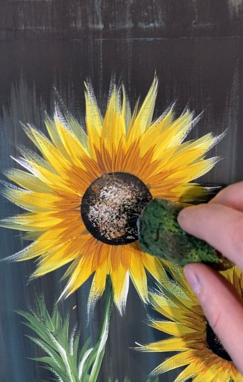 How to Paint Sunflowers | Here is a beginner sunflower painting 🌻. I will have to do a more detailed one later but practice these first! 👩🏻‍🎨🎨 #art #artist #painting #tutorial... | By Emily Seilhamer Art How To Paint A Sunflower Step By Step, Painting Sunflowers Easy Step By Step, Emily Seilhamer Art, Paint Sunflowers Easy, How To Paint A Sunflower, How To Paint Sunflowers Acrylic, Painting Ideas Sunflowers, Sunflower Painting Easy, Easy Sunflower Painting