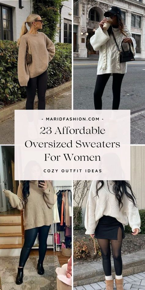 Loose Sweater Outfit, Baggy Sweater Outfits, Baggy Sweater, Oversized Sweater Outfit, Oversized Sweaters, Sweater Outfit, Trendy Fall Outfits, Cozy Outfit, Sweaters And Leggings