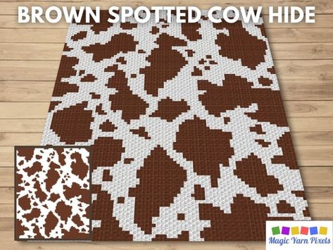 Brown Spotted Cow Hide Pattern & Graph - Magic Yarn Pixels Spotted Cow, Crocheted Cow Pattern, Crochet Cross Stitch, C2c Graph, C2c Crochet Pattern Free, Crochet Cow, Tapestry Crochet Patterns, C2c Crochet, Crochet Patterns Free Blanket