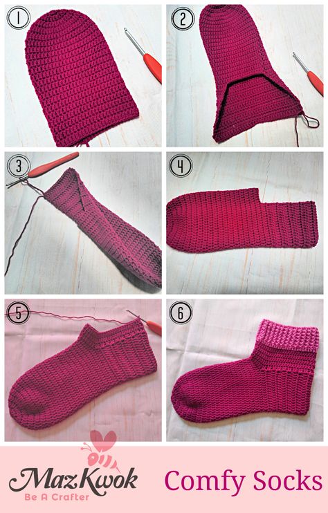 Crocheted Socks, Crochet Footwear, Easy Crochet Socks, Socks Crochet, Crochet 101, Crochet Socks Pattern, Crocheting Ideas, Velvet Slippers, Comfy Socks