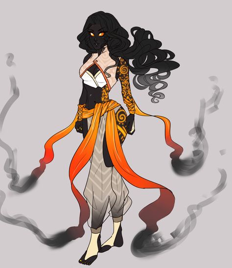 Fire Genasi Female, Fire Genasi Female Dnd, Fire Genasi, Fire Oc, Dungeons And Dragons Characters, Dnd Art, Fantasy Inspiration, Female Character Design, Dnd Characters