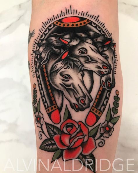 Alvin Aldridge on Instagram: “Thank You Ernie! #roselandtattoo” Traditional Tattoo Horse, Cherub Tattoo, Horse Tattoo, Head Tattoos, S Tattoo, Flash Tattoo, Traditional Tattoo, Tattoos And Piercings, Skull Tattoo