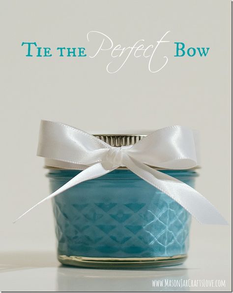 Tiffany Box Mason Jar | Mason Jar Crafts Love Bows On Mason Jars, How To Tie A Bow With Ribbon On A Jar, Encouraging Gifts, Mason Jar Craft, Crafts Love, Jars Snow, Tiffany Party, Tiffany Blue Box, Mason Jar Projects