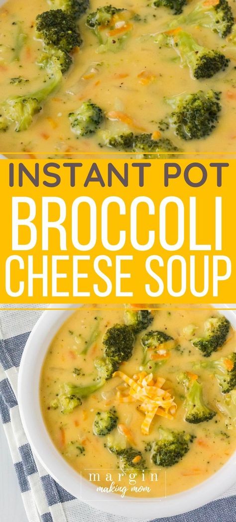 This is the best Instant Pot broccoli cheese soup I've tried, and it's healthier than most! This lighter version is still creamy, cheesy, chunky goodness without the guilt! Instant Pot Broccoli Cheese Soup, Pressure Cooker Soup Recipes, Instant Pot Broccoli, Broccoli Cheese Soup Recipe, Cheesy Broccoli Soup, Cheddar Soup Recipe, Cheese Soup Recipe, Broccoli Cheese Soup Recipes, Cheese Soup Recipes