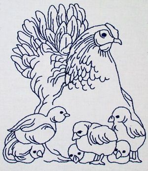 Realistic Bluework Roosters & Hens 01 Bluework Embroidery, Redwork Patterns, Redwork Embroidery, Needle Crafts, Embroidery Transfers, Embroidery Patterns Vintage, Folk Embroidery, Embroidery Patterns Free, Design Guide