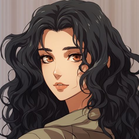 Black Curly Hair Anime, Curly Haired Anime, Anime Curly Hair Female, Curly Hair Anime, Curly Anime, Anime Curly Hair, Marvel Character Design, Cute Pastel Wallpaper, Pretty Drawings