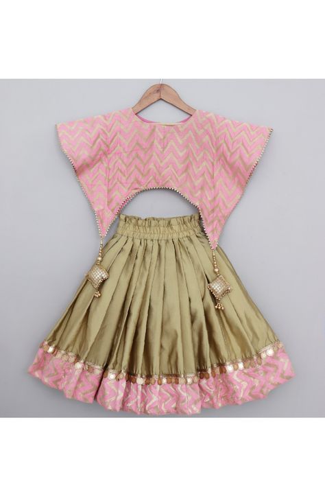 https://www.stylemylo.com/products/pink-and-golden-zigzag-printed-top-with-lehenga-set Top With Lehenga, Cotton Frocks For Kids, Kids Party Wear Dresses, Kids Dress Collection, Kids Blouse Designs, Baby Frock Pattern, Latest Dress Design, Kids Lehenga