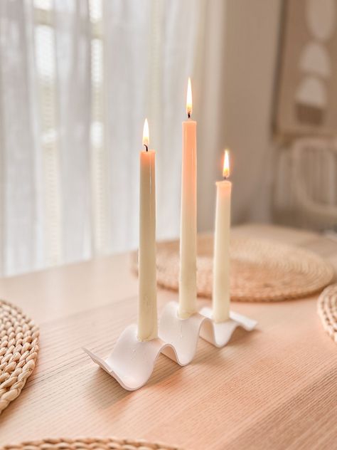 Polymer Candle Holder, Polymer Clay Candle Holder Diy, Candle Clay Holder, Oven Baked Clay Projects, Air Dry Clay Candle Holder Diy, Dry Clay Candle Holder, Air Dry Clay Home Decor, Aesthetic Candle Holder, Air Dry Clay Candle Holder