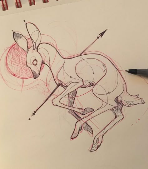 Deer Sketch, Creepy Animals, Whimsical Art Journal, Drawing Examples, Sketch Artist, Deer Art, Animal Anatomy, Animal References, Sketch Inspiration