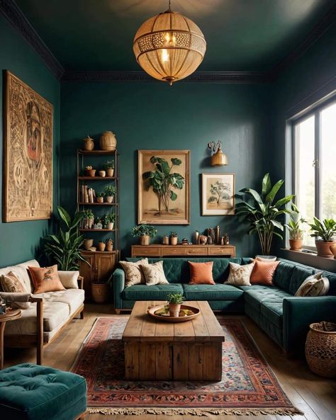 Bedroom Ideas Lights, Teal Couch Living Room, Sustainable Living Room, Dark Green Living Room, Green Living Room Decor, Lamps Ideas, Snug Room, Cosy Living Room, Ideas Hogar