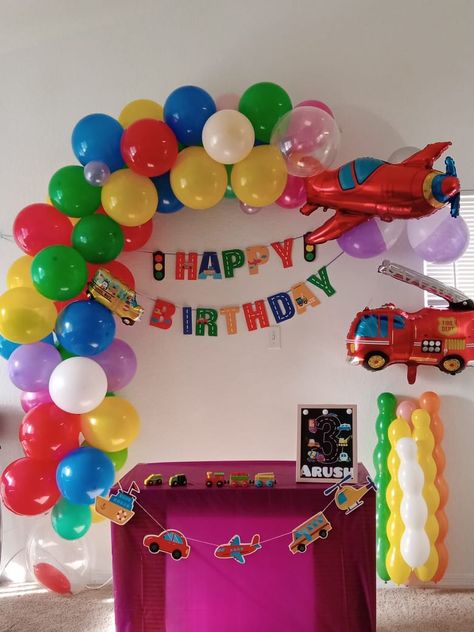 Vehicle theme birthday decorations Third birthday decorations Vehicle Themed Birthday Decorations, Transport Theme Birthday Decor, Third Birthday Decorations, Transportation Theme Birthday, Birthday Decorations Ideas, Boy Birthday Decorations, Car Birthday Theme, Transportation Theme, Easy Birthday