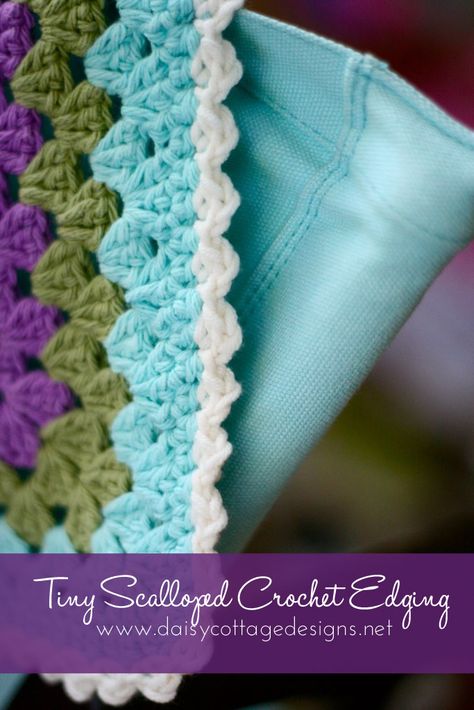 Scalloped Crochet Edging | by Daisy Cottage Designs Daisy Cottage Designs, Crochet Scalloped Edge, Picot Crochet, Crochet Edging Pattern, Daisy Cottage, Crochet Blanket Edging, Crochet Edges, Crochet Border Patterns, Cottage Designs