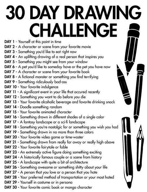 Futurama Quotes, Sketchbook Prompts, 30 Day Writing Challenge, 30 Day Drawing Challenge, Drawing Ideas List, Drawing Prompts, Creative Drawing Prompts, Writing Challenge, Sketch A Day