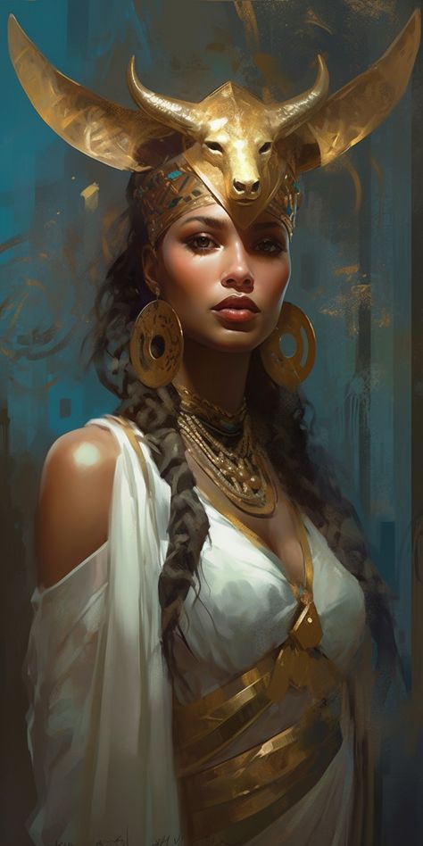 Goddess Hathor | Fantasy I Sci-Fi I Books I Films I World Building Egyptian Goddess Fantasy Art, Hathor Goddess Art, Greek God Poseidon Art, Desert Dnd, Egyptian Goddess Hathor, Sun Elf, Hathor Goddess, Goddess Hathor, Egyptian Goddess Art