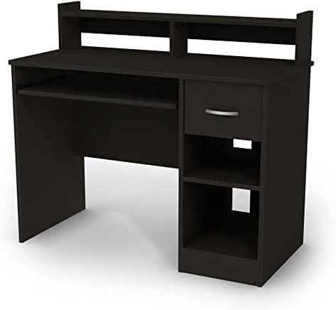 Amazon.com: Computer Desk Small Wood Desk, Desktop Computer Desk, Black Computer Desk, Desk With Keyboard Tray, Small Computer Desk, Keyboard Tray, Expensive Furniture, Contemporary Desk, Storage Cabinet Shelves